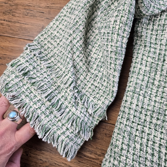 Chico's Green Metallic Fringe Tweed Jacket  Size 3 (16) - Picture 14 of 16